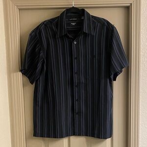 Haggar Men's Dark Striped Button Down Shirt